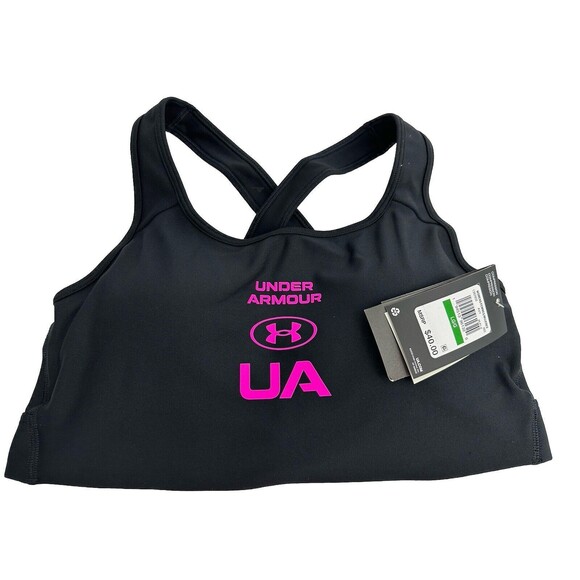 Women's Under Armour UA Crossback Graphic Black Medium Impact Sports Bra Sz L NW - Picture 3 of 12